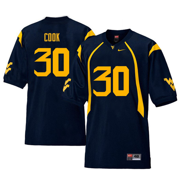 NCAA Men's Henry Cook West Virginia Mountaineers Navy #30 Nike Stitched Football College Retro Authentic Jersey CR23V54YX